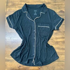 Auden Black Button Up Pajama Top Women’s‎ Size M Short Sleeve Sleep Shirt